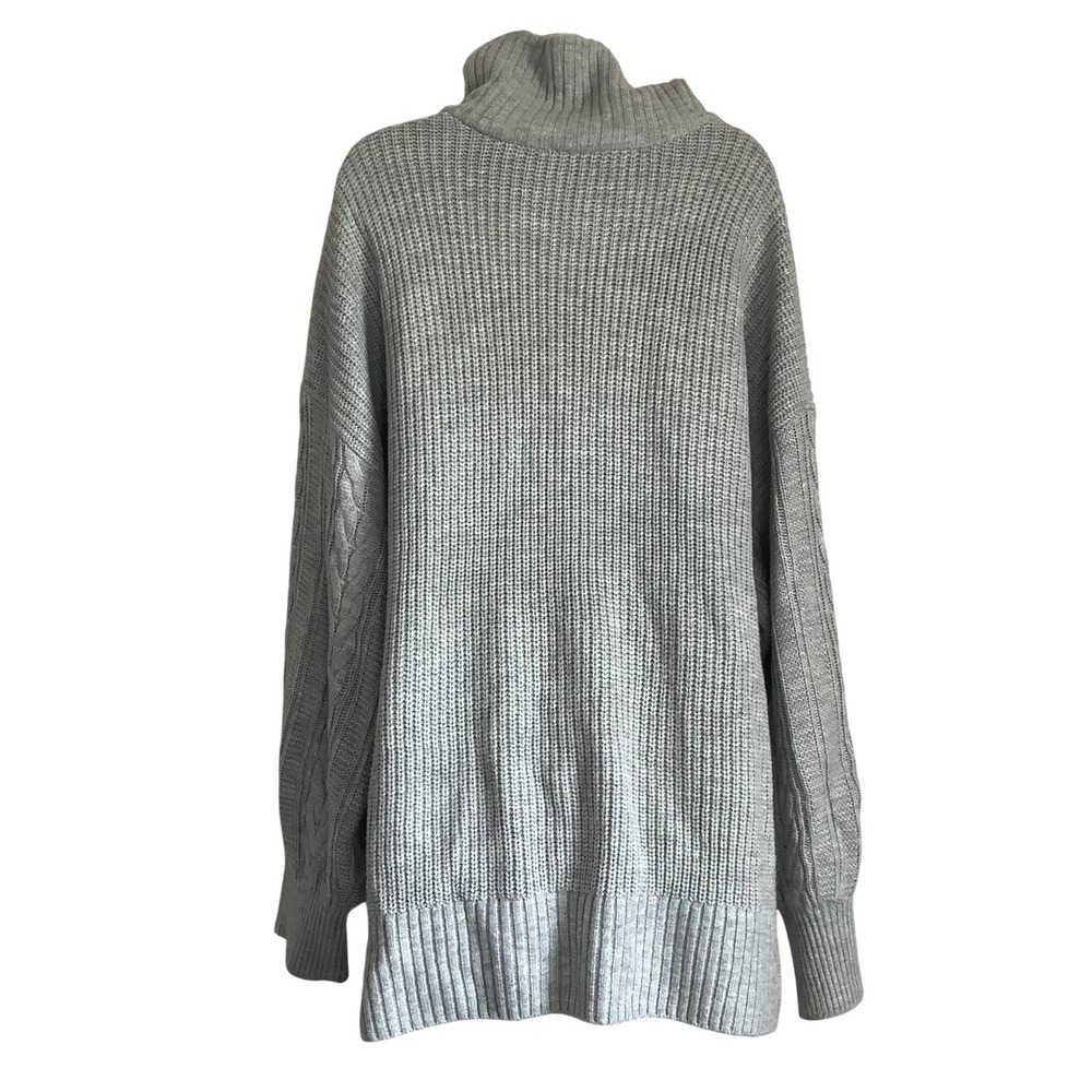 Torrid Gray Cable Knit Quarter Zip Sweater Plus Size 3 3X Funnel Neck Ribbed - Picture 8 of 16